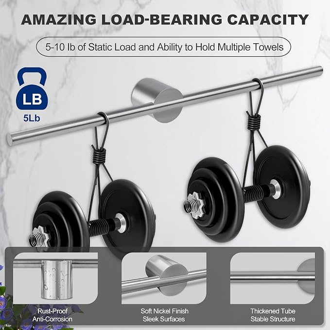 Adjustable Length Stainless Steel Towel Rack - 18-24 Inch Fit, 26.4 Inch Total Length - Brushed Nickel 304 Stainless Steel Towel bar for Bathroom & Kitchen