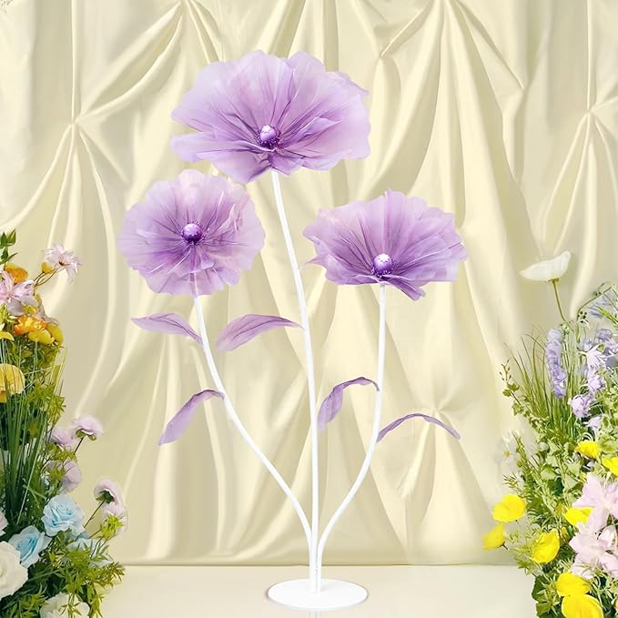 Giant Flowers for Decoration - Floral Decorations with Stand for Flower Backdrop Baby Shower Birthday Party Window Display Home Decor Props -Purple
