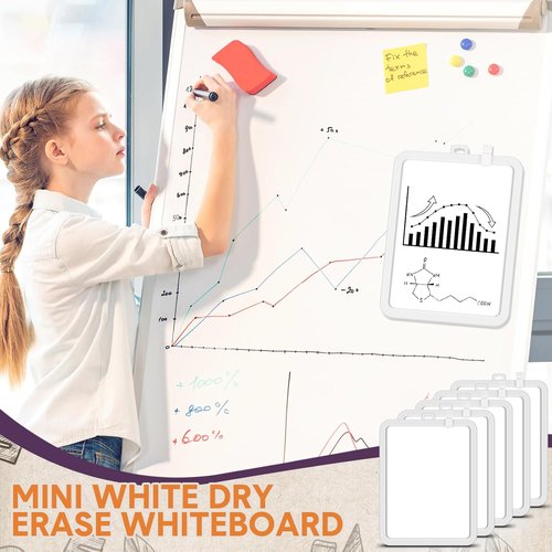 Outus Mini Dry Erase Whiteboards - 10 Pack Double-Sided Magnetic Boards for Kids & Students | 8.5 x 11''