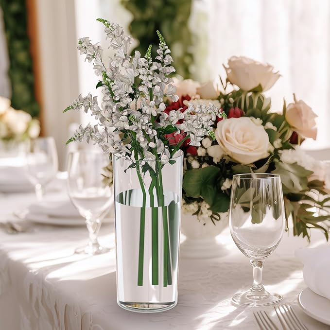 Sadstory Clear Tall Cylinder Flower Vase, Clear Acrylic Table Vase for Centerpieces, 6 Packs