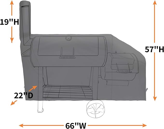 i COVER 66 Inch 600D Heavy Duty Water Proof Patio Outdoor Canvas Offset BBQ Barbecue Smoker Covers for Oklahoma Joe s Highland and Landmann Brinkmann Char-Broil Char-Griller