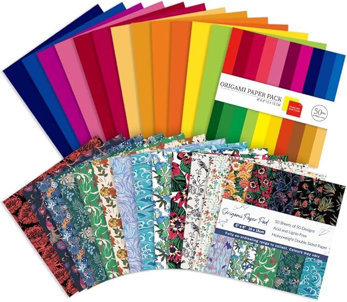 Origami Paper Kit Dobule Sided 100 Sheets 100 Colors 6 Inch Japanese Chiyo Square Easy Fold Arts Crafts DIY Handwork Origami Papers Solid Color Flower