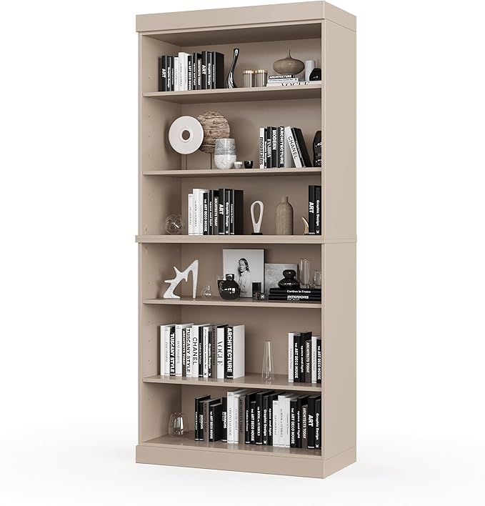 Palace Imports Solid Wood Bookcase - Stackable Modular 6-Tier Bookshelf - 71.5" Tall x 32" Wide - Beige, Open Display Shelf for Living Room, Office, Renewable 100% Eco-Friendly Wood, Made in Brazil