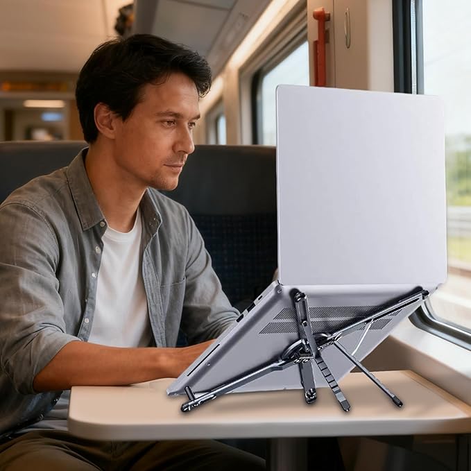 Tablet Stand - 18.15x5.8x2.1cm Magnetic Aluminum Holder | Laptop and Tablet Support, Adjustable Phone Tripod, Travel Office Desk Home Outdoor Indoor, Portable Gadget Stand, Lightweight Durable Holder