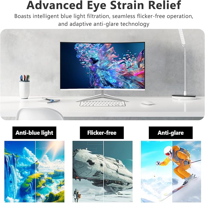Z-Edge 24-inch Curved Gaming Monitor, Full HD 1080P 1920x1080 LED Backlight Monitor, with 100Hz Refresh Rate and Eye-Care Technology, U24C 178° Wide View Angle, DP+HDMI