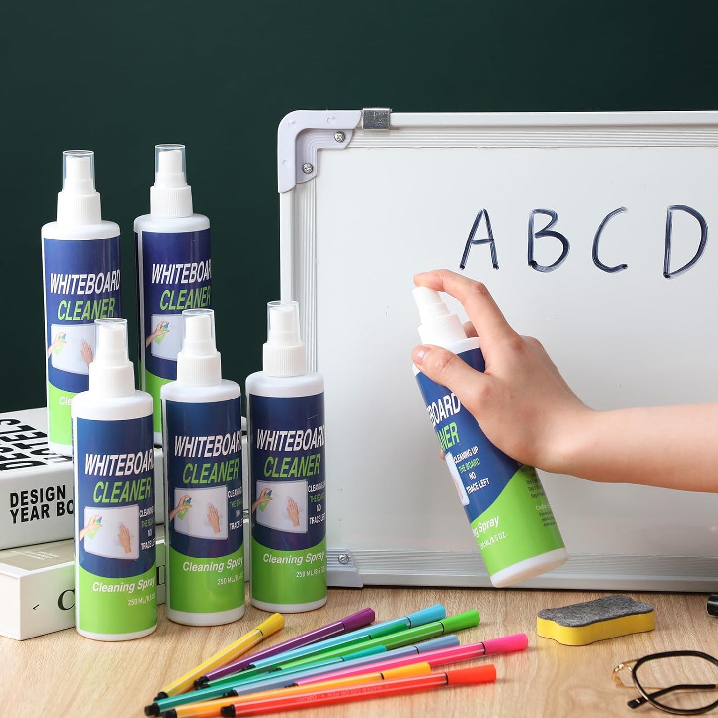 Skiennix Whiteboard Cleaner Spray - 8.5oz Bottle for Stubborn Marks | Effective Dry Erase Solution