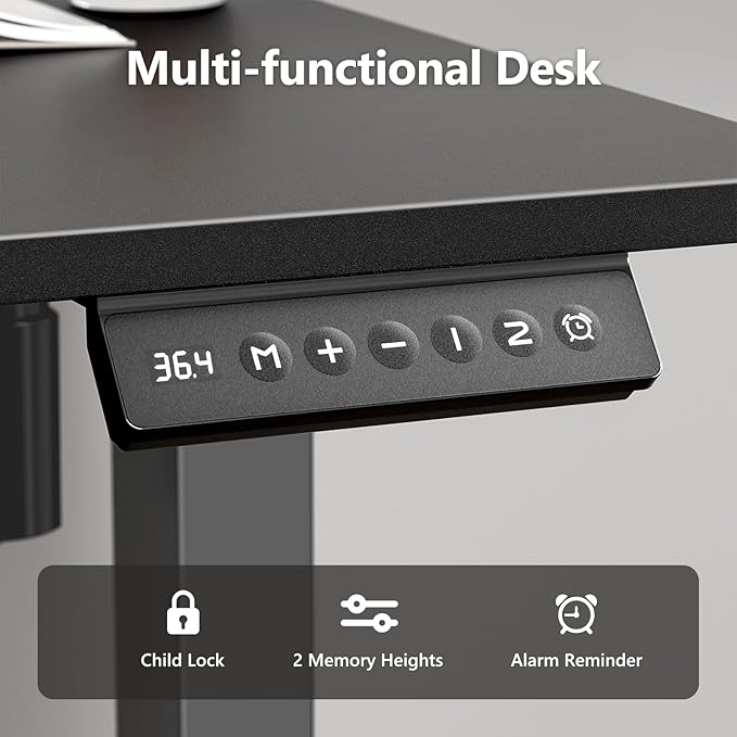 Standing Desk Home Office Desk, 48 x 24 Inches, Electric Height Adjustable Ergonomic Rising Computer Table, 4 * 2ft, Black Desk
