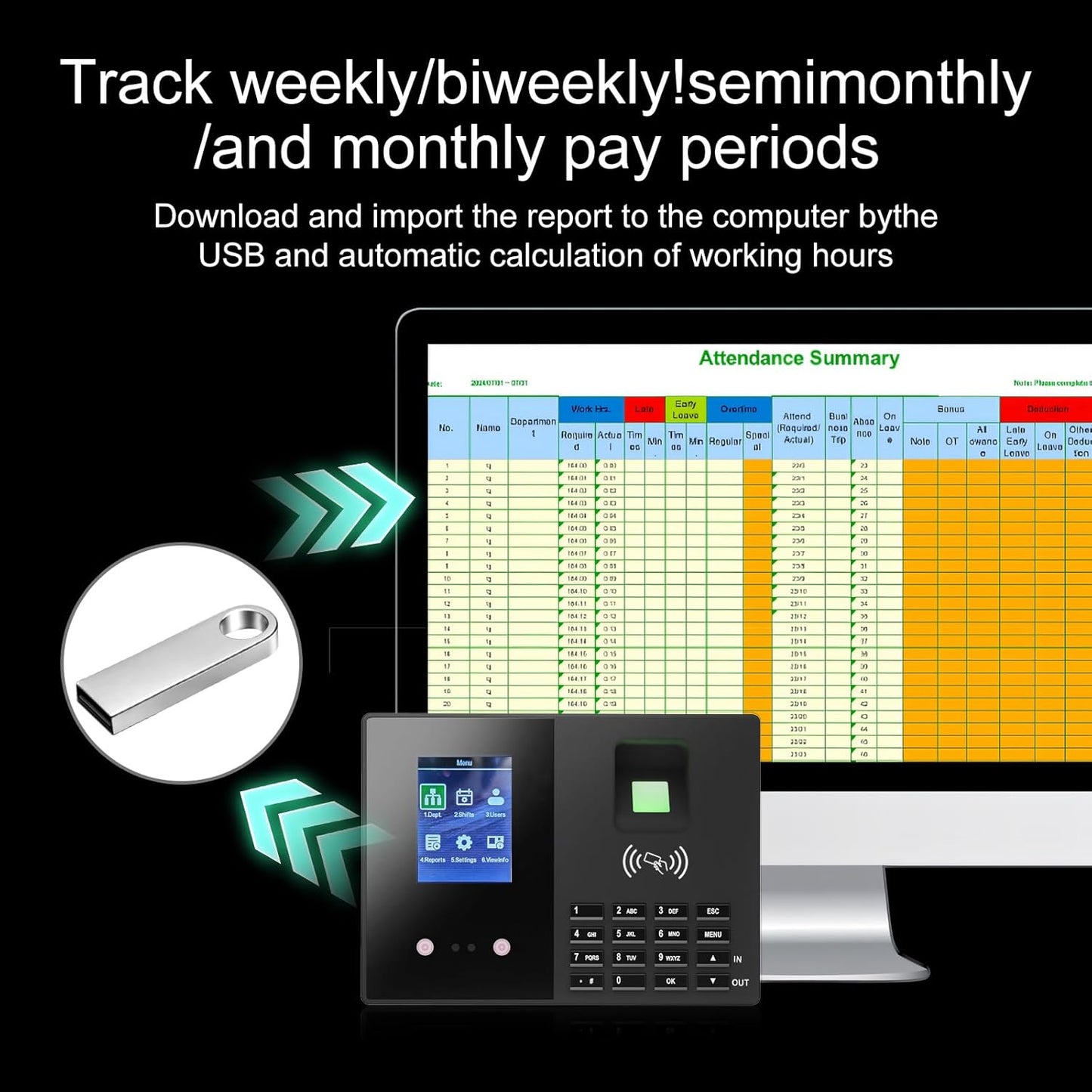 T200 | Regine Switzerland Employee Time Clock - Fingerprint Attendance Machine with 5 Badges Included