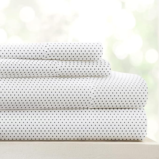 Linen Market Double-Brushed Patterned Microfiber King Sheet Set 4 Piece – Oeko-TEX Certified Ultra Soft & Wrinkle-Free - 16" Deep Pocket Sheets - Easy Care King Size - Stippled Gray