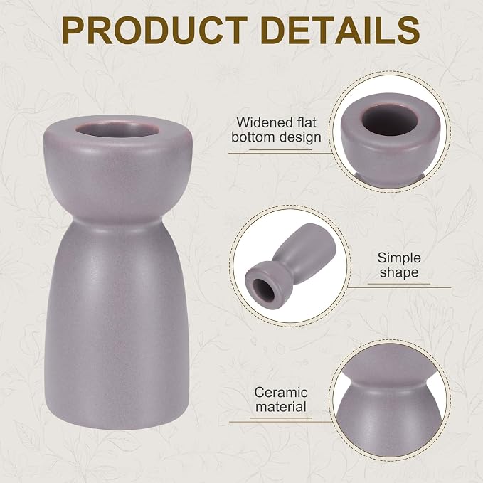 uxcell 2 Pack Candlestick Holder Purple Ceramic Taper Candle Holder Candle Stand Holders Modern Style Decoration for Centerpiece Tabletops Anniversary