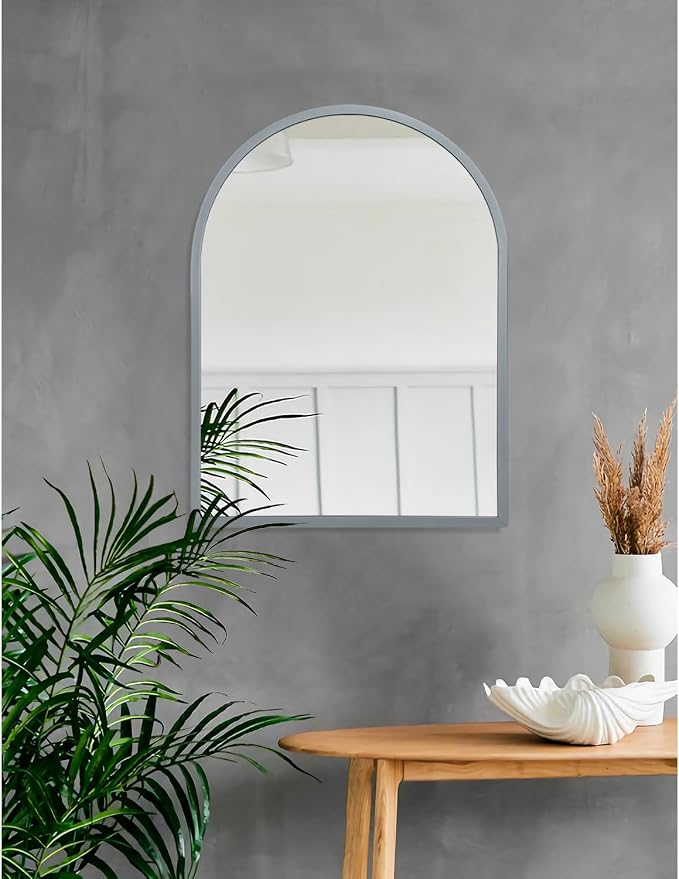 Arched Wall-Mounted Mirror Aluminum Alloy Frame Bathroom Wall Mirror for Vanity Living Room, Bedroom Entryway Room Home Decor 20"x16"
