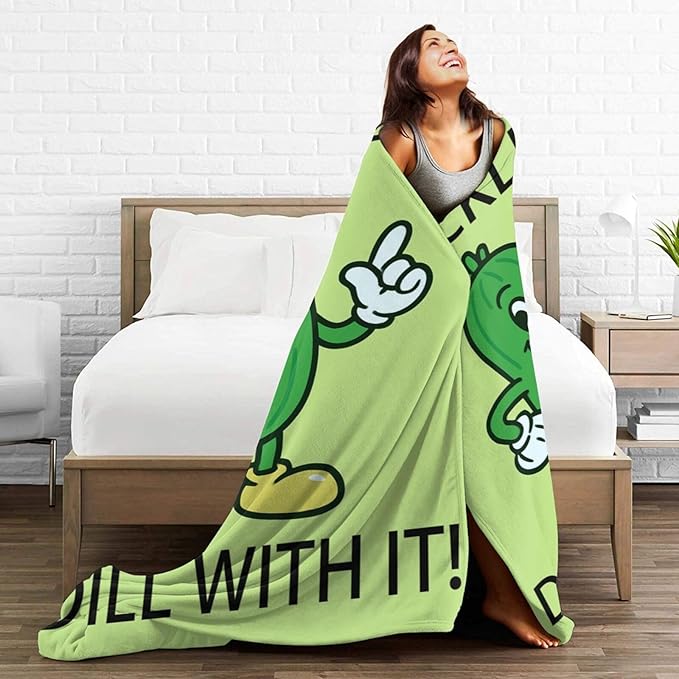 Pickle Blanket Cute Pickle Throw Blanket Vegetable Soft Cozy Fleece Fuzzy Stuffed Plush Flannel Gifts for Girls Women Boys Kids Adults 50"X60"