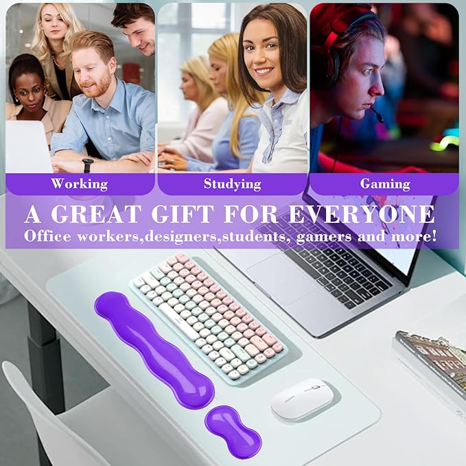 Gel Wrist Rest for Keyboard and Mouse, Wrist Rest for Keyboard, Mouse Wrist Support, Pain Relief, Cool Touch, Non-Skid, Keyboard and Mouse Wrist pad Set