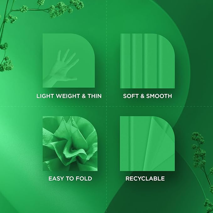 SANZIX 150 Sheets Green Tissue Paper for Gift Bags Bulk 14x20 Inch- Green Christmas Wrapping Paper Perfect for Christmas Gifts, S Patrick's Day, Birthday, DIY, Bouquet, Holiday & Xmas Decorations