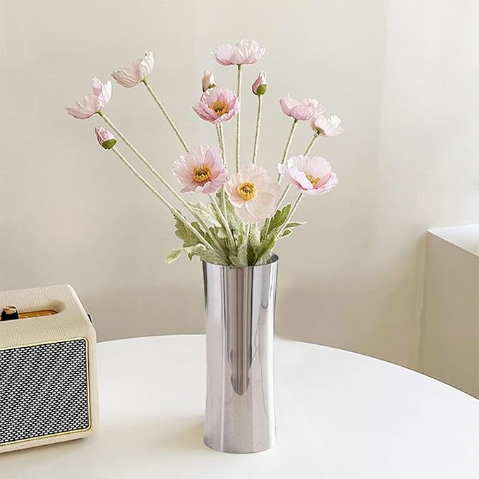 Stainless Steel Flower Vase Polished Flower Holders Modern Elegant Homes Decoration, Durability Table Centerpieces