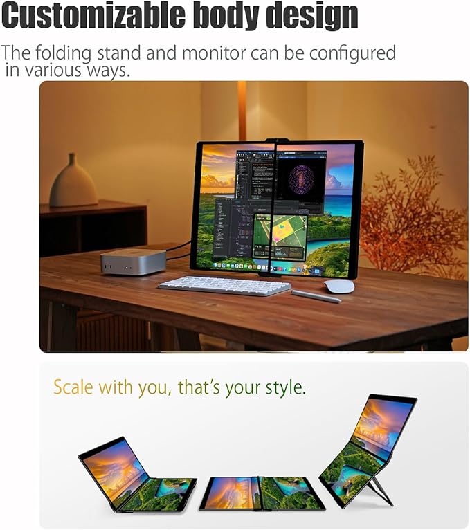 EHOMEWEI X2 Air Touchscreen Portable Dual Monitor 2.8K 90Hz QLED with Stylus Pen 14.2“*2 IPS 2520 * 1680 Display, 400 Nit Brightness 1500:1, 100% sRGB, for Office/Home/Travel Laptop Extender Screen