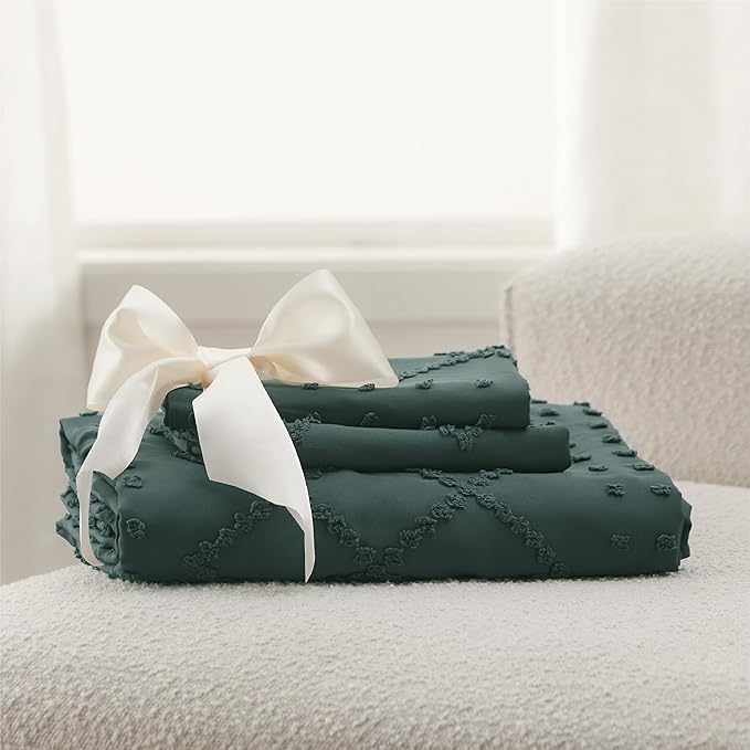 Bedsure Boho Duvet Cover Queen Size, Forest Green Breathable & Soft Boho Bedding, Machine Washable Comforter Cover for All Seasons, Includes 1 Duvet Cover 90"x90" with 2 Pillow Shams & Zipper Closure