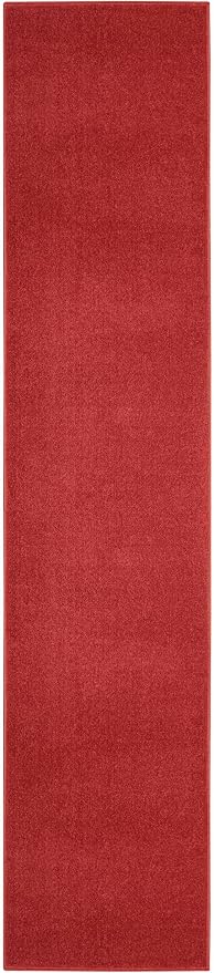 Nourison Home Nourison Essentials Brick Red 2'2" x 18' Area Rug - Easy Clean, Non Shedding, Bed Room, Living Room, Dining Room, Kitchen (18' Runner)