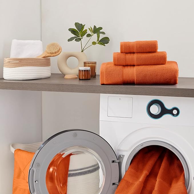 COZYART Luxury Burnt Orange Bath Towels Set, Cotton Hotel Large Towels for Bathroom, Thick Bathroom Set of 3 with 1 Bath Towel, 1 Hand Towel, 1 Washcloth, 650 GSM