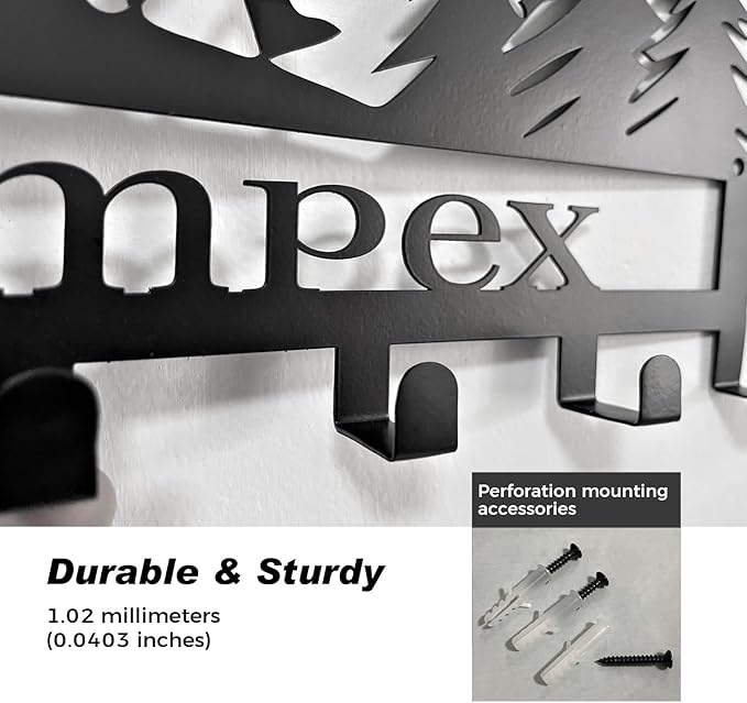 NIWAHO Personalized Family Name Metal Wall Sign with Hooks – Tree Key Rack Holder Wall Mount Customized Name for Entryway, Mudroom, Kitchen, or Cabin Decor