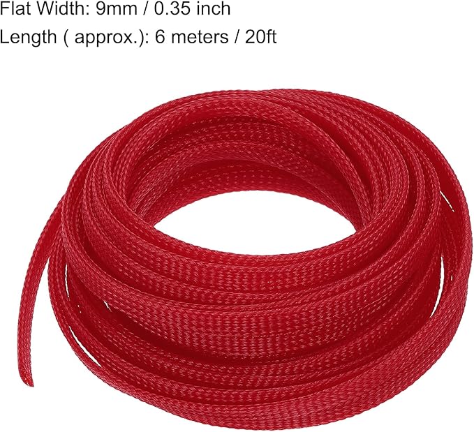 uxcell PET Expandable Sleeving 20ft 1/4" Red Cable Management Sleeve Cord Organizer for Wrap Protect Cable