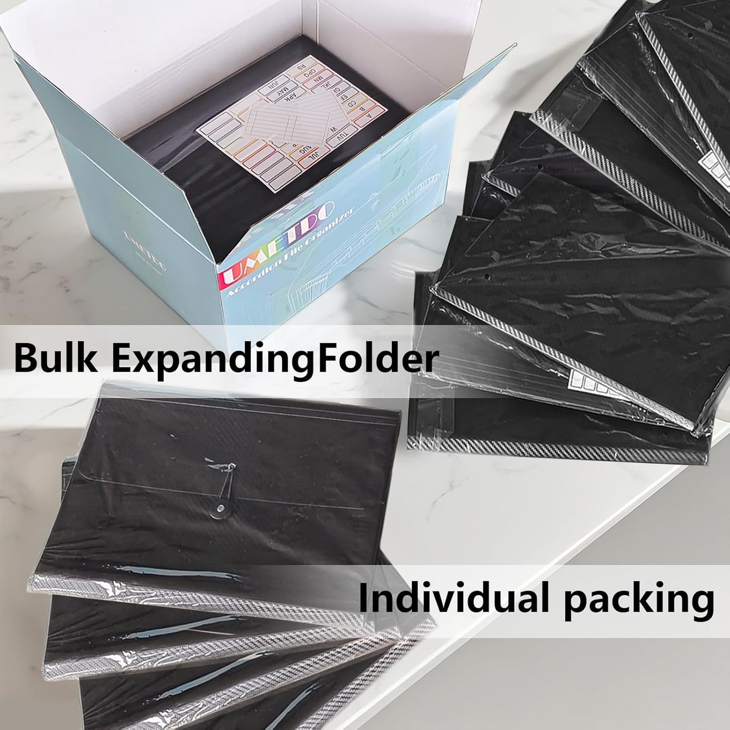 UMETDO Document Bags Set - 38 PCS Mesh Zipper Pouches & Accordion File Organizer | 8 Sizes & 14 Pockets