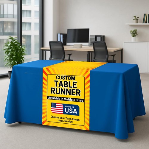 DreamController Custom Table Runner - Personalized Photo, Text, or Logo for Events | Made in USA | Fast Delivery | Sizes 12x72, 24x72, 36x72 Inches