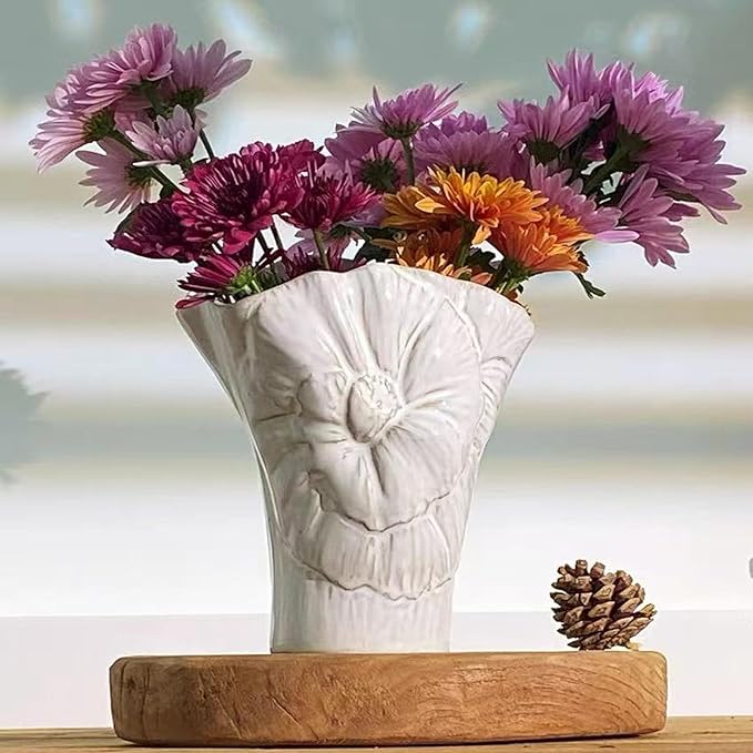 White Ceramic Decorative Vase,Cute Small White Flower Vase for Home Decor,Nordic Modern Boho Ins Style Decorative Ceramic Aesthetic Vases for Flowers