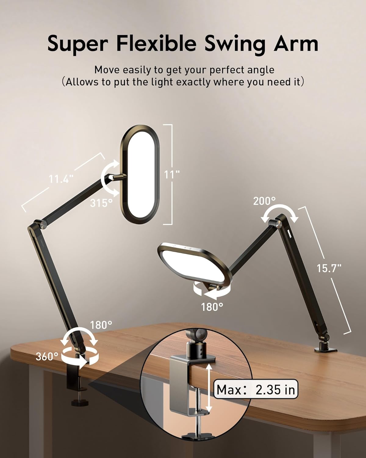 **Skiennix LED Desk Lamp - Eye-Care Double-Sided Light with Dimmable Knob & Adjustable Arm for Home Office**