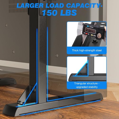 Rfiver Table Top TV Stand - Height Adjustable Legs with Cable Management | Fits 37-86 Inch TVs, Black