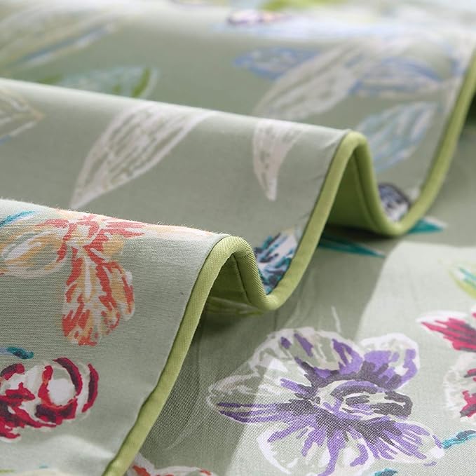 Brandream Floral Bedding Duvet Quilt Comforter Cover King Size Watercolor Butterfly Flower Farmhouse Country 100% Soft Egyptian Cotton 1 Duvet Cover and 2 Pillowcases Green Summer Bedding, 3 Pieces