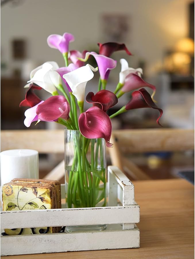 FiveSeasonStuff Real Touch Calla Lily Artificial Flowers Wedding Bridal Bouquet | Floral Arrangements | 15 Calla Lilies (Summer White)