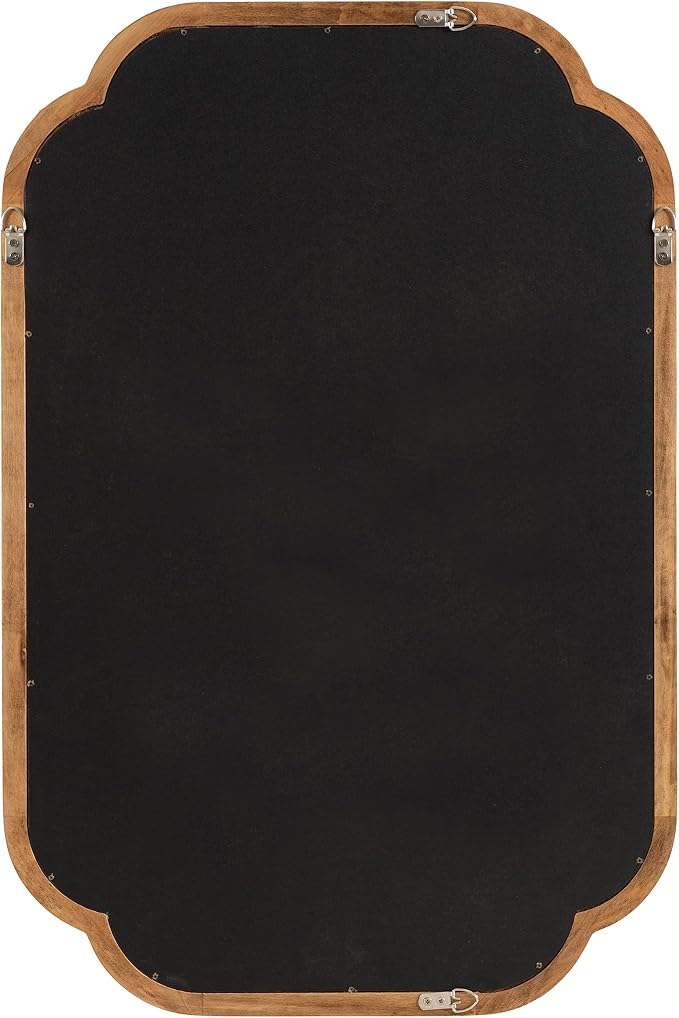 Kate and Laurel Glenby Transitional Scalloped Wall Mirror, 24 x 36, Rustic Brown, Wooden Farmhouse Bathroom Mirror with Rounded and Stepped Frame Profile