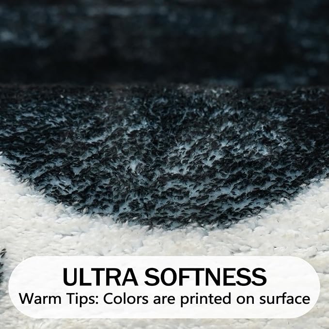 Bathroom Rugs Black and White Boho Bath Mat, Small Cute Bath Mat Non-Slip Soft Washable Bathmat Shower Rug for Bathtub Boho Decor