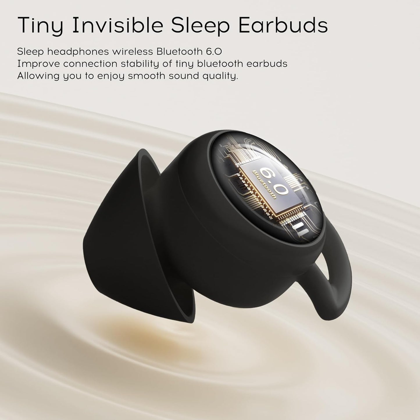 Sunvito Sleep Earbuds - Bluetooth 6.0 Noise-Blocking Headphones for Side Sleepers | Mini Invisible Design (Black)