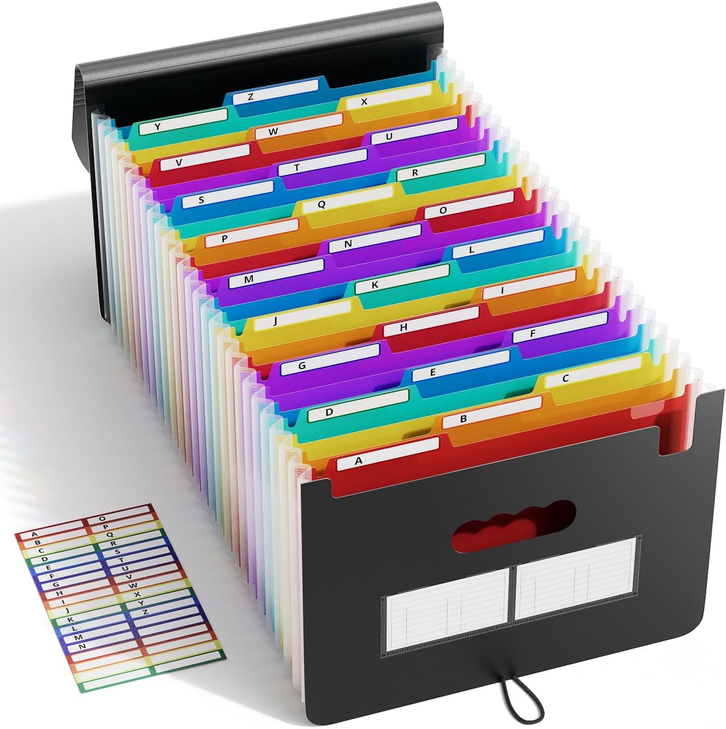 ABC Life 26-Pocket Accordion File Organizer - Large Capacity Document Holder with 1/3 Cut Tabs | Black