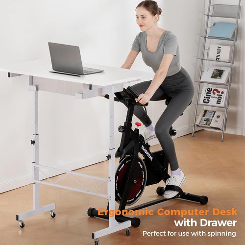 COMHOMA Adjustable Height Small Standing Desk - Mobile Portable Laptop Table with Wheels | 32" Workstation
