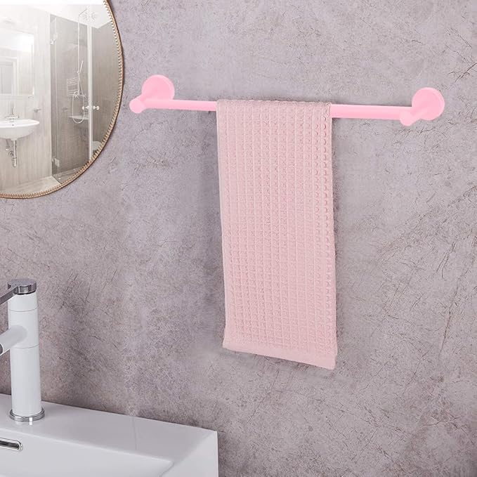MGahyi Towel Racks for Bathroom-Adjustable Towel Holder(13.18inch-24inch) Sturdy and Rustproof Towel Bar Wall Mounted, Single Towel Bar Rod for Bathroom Accessories (Pink, 1Pack)