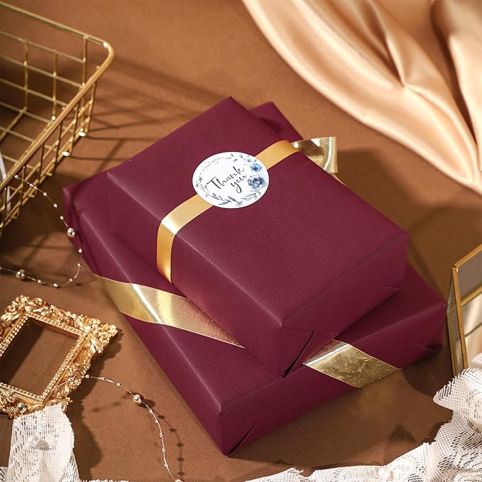 RUSPEPA 30"x 393"(32.8') Wine Red Kraft Wrapping Paper Large Jumbo Roll, Recyclable Burgundy Gift Wrap Paper for Christmas Gift Wrapping, Table Cover, DIY Crafting, Mother's Day Bouquet Flower, 80GSM
