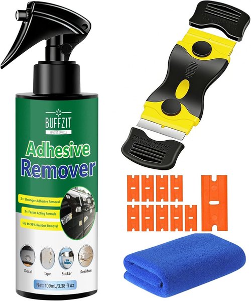 Adhesive Remover Spray Kit by [Brand Name] - Safe for Car Paint | Removes Stickers, Tape & Residue - 3.38 fl oz