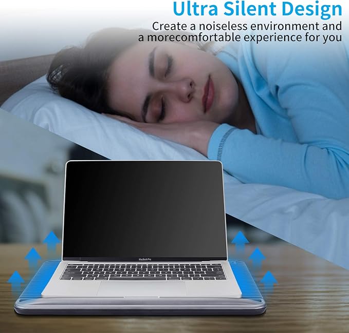 Laptop Cooling Pad, Coolertek USB Powered Laptop Cooler, 2 Blue Silent Big Fans, Height Adjustable Non-Slip Laptop Stand with Dual USB 2.0 Ports, Fits 11-17Inch Notebook - Gray (N2)