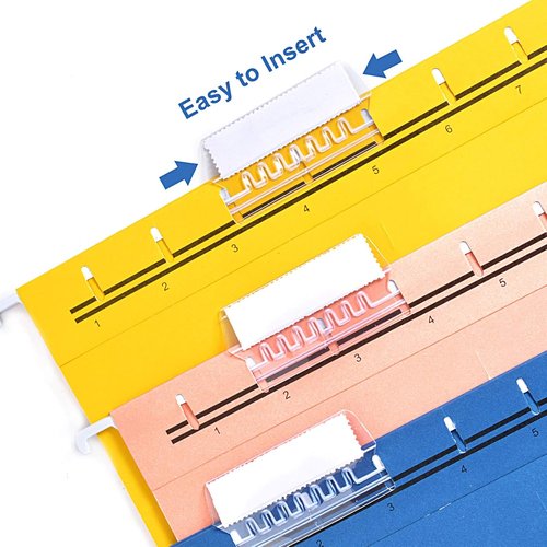 Hupos File Folder Tabs - 200 Sets Clear Plastic Hanging Tabs for Quick Identification | 2 Inch Inserts