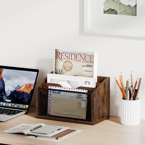 Mail Organizer by [Brand Name] - Wall-Mounted 3-Slot Mail Sorter | Stylish Home Office Desk Holder