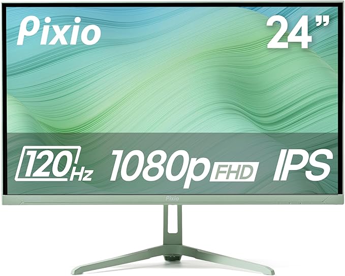 Pixio PX246 Wave Mint Green 24 inch 120Hz Refresh Rate FHD 1080p Resolution IPS Panel 4ms GTG Response Time Gaming Monitor with Adaptive Sync