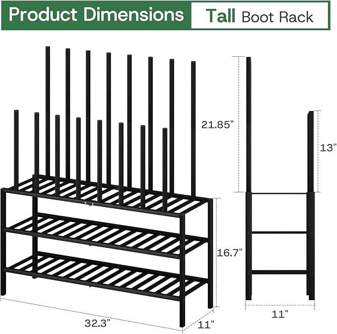 kiplant Tall Boot Rack Organizer - 8 Pair Boot Rack Bamboo Wood Shoe Rack for Entryway & Closet, Holds Tall Boots