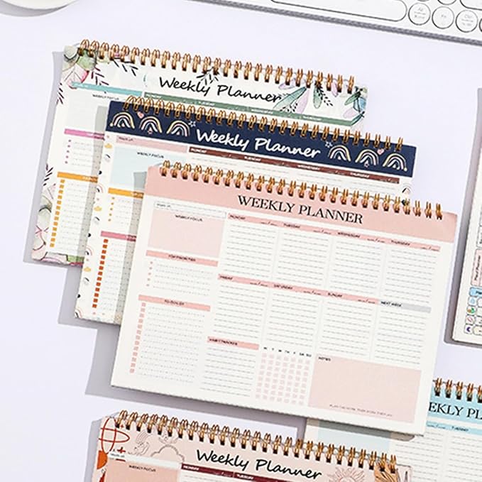 RSORGN Weekly Planner, 52 Pages Undated Daily List Schedule Notebook Time Management Memo Pad for Office, Home Planning & School Scheduling (Pattern-D)