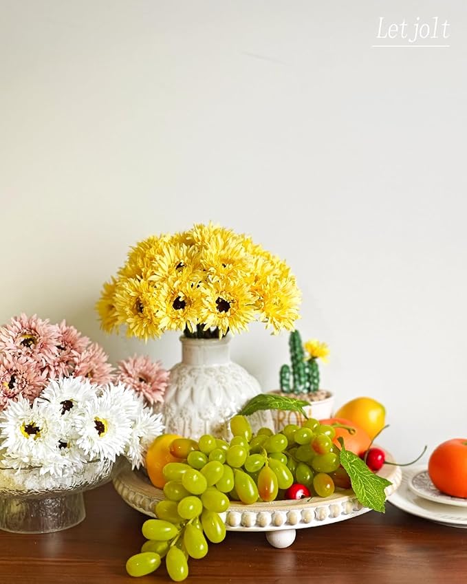 Letjolt Artificial Gerbera Daisy Flowers African Daisy Yellow Silk Flowers Home Decorations Faux DIY Bouquet for Wedding Engagement Centerpieces Arrangements
