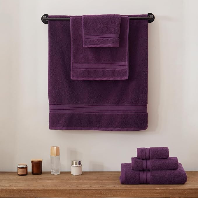 COZYART Purple Bath Towels for Bathroom 2 Pcs, 27x54 Cotton Bath Towel Set Super Soft Highly Absorbent Durable 650 GSM Shower Towels for Daily Use