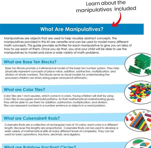 Hand2Mind Take Home Math Manipulatives Kit - 293 Pieces with Snap Cubes, Base Ten Blocks & More