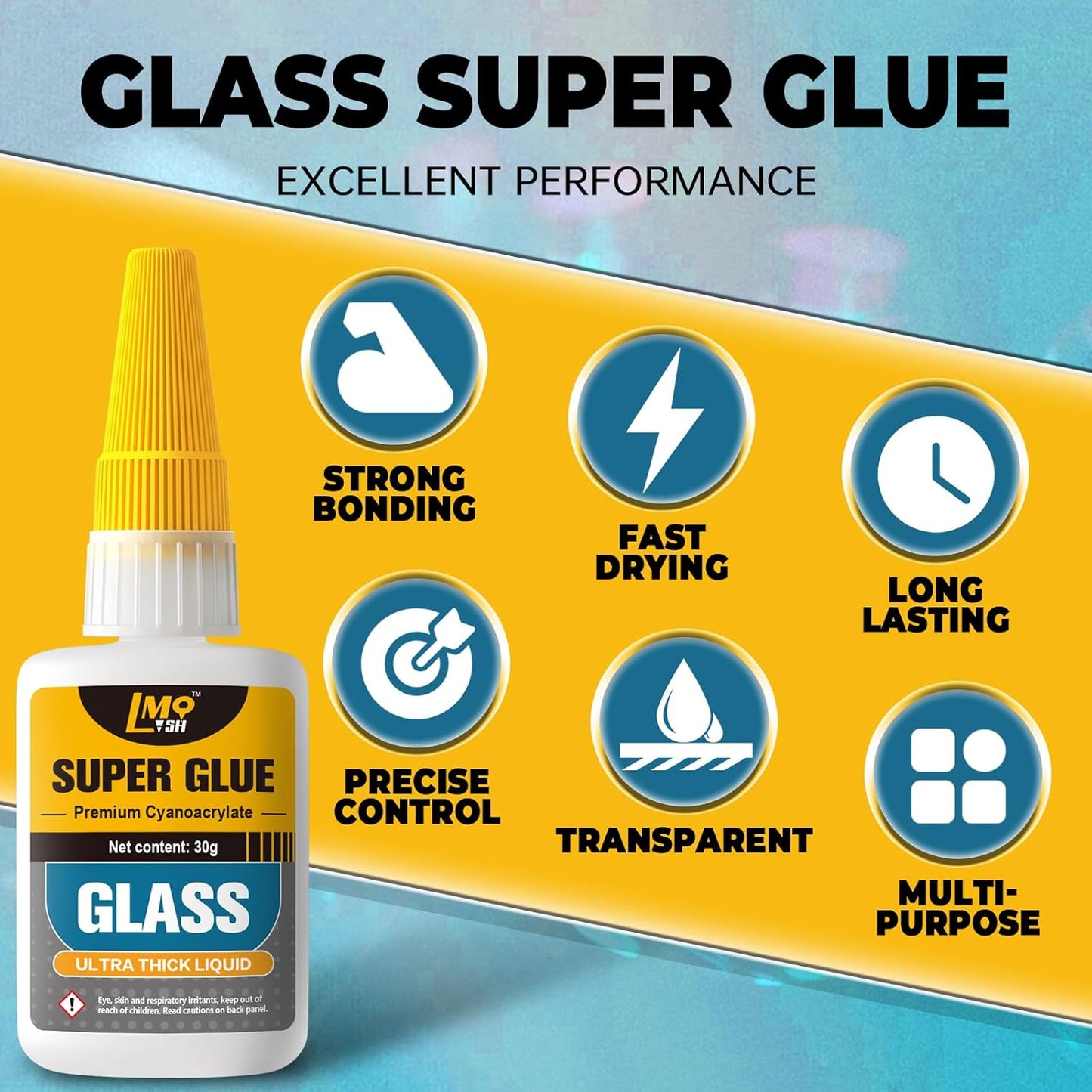 Skiennix Glass Super Glue - Clear Instant Cyanoacrylate Adhesive for All Repairs - Thick Formula